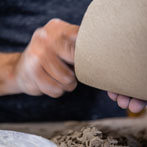 Ashraf Hanna at work in his studio 2019